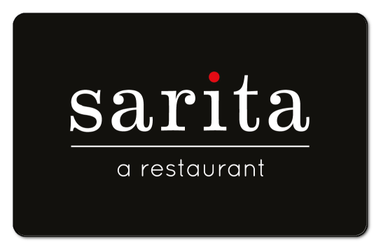 sarita white text logo on a black background